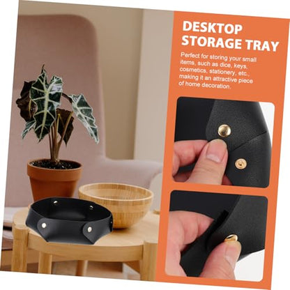 Portable Foldable PU Leather Dice Tray Thickened Desktop Storage Box Dice Holder for Tabletop RPG Games and Board Games Non-deformable Design Elegant Black Organizer for Home and