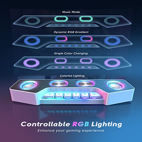 Fifine Gaming Speakers for PC, Bluetooth Computer Speakers Wireless with Aux-in for Desktop Laptop, RGB Desk Loudspeakers with Volume Control for Party Streaming Meeting A16 White - color: White