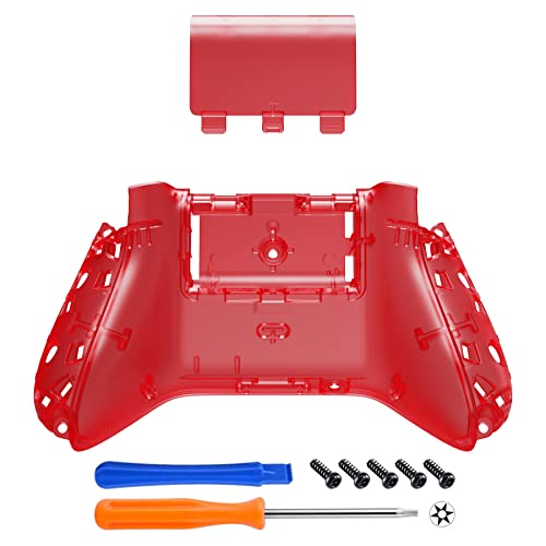 eXtremeRate Custom Back Cover Shell for Xbox Series X & S Controller, Clear Red Replacement Battery Cover & Bottom Shell - color: Clear Red