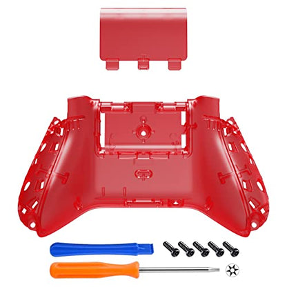 eXtremeRate Custom Back Cover Shell for Xbox Series X & S Controller, Clear Red Replacement Battery Cover & Bottom Shell - color: Clear Red