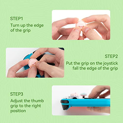 GeekShare Cute Silicone Joy Con Thumb Grip Caps, Joystick Cover Compatible with Switch/OLED/Switch Lite,4PCS - Dinosaur & Axolotl - color: Green, Brown, Pink