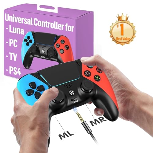 Enstixsm Upgraded for Luna Controller with Back Paddles,Turbo,Wireless Fire TV Game Controllers for PC,GeForce NOW,Firestick,Replacement for Luna Gamepad with ALPS Joystick,No Drift Stick, Blue and Red (Blue and Red) - color: Blue and Red