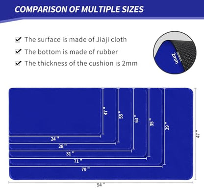 Large Tabletop Game Playmat - Water & Stain Resistant Non-Slip Desk Mat for Poker, Mahjong, Card & Roleplaying Games - Thick Stitched Edge Cushioned Rubber Mat (240 * 120cm*2mm) Blue - color: Blue, size: 47.2" x 94.5"