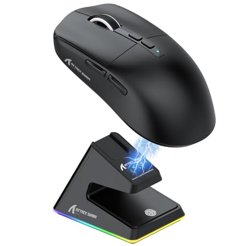 MAMBASNAKE Attack Shark X6 Wireless Gaming Mouse,RGB Magnetic Charging Dock,49g Ultralight X3 Upgrade,Tri-Mode 2.4GHz/BT5.2/USB-C,PAW3395 Sensor 26KDPI,G502 Programmable Mice for Win/Mac - Black - color: Black