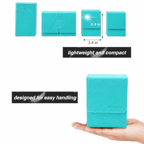 MTG Deck Box with Commander Display Window(Turquoise&Pink, 1 window) | Holds 120 Single/100 Double-Sleeved Cards, Fit MTG/PTCG/OPTCG Cards, Strong Magnet, PU Leather, With 2 Dividers & 1 Toploader - color: Turquoise and Pink
