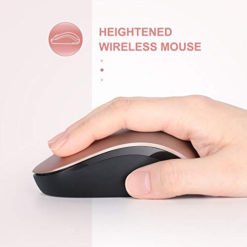 seenda Wireless Mouse, 2.4G Noiseless Mouse with USB Receiver Portable Computer Mice for PC, Tablet, Laptop, Notebook - Rose Gold&Black - color: Rose Gold and Black