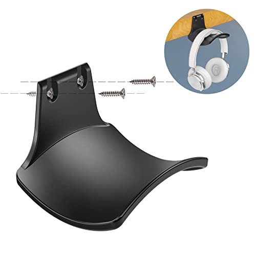 2-Pack Never Fall Headphone Hook Hanger Wall Mount Headset Holder | Stand fixted with screws for airpods max sennheiser sony bose beats akg - color: Black L(2 Pack)