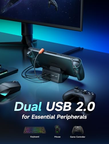 JSAUX 4-in-1 Docking Station for ROG Xbox Ally X/Steam Deck/LegionGo-HB0503 | 4K@60Hz HDMI, Raised-Base Stand, 100W PD Fast Charging, 2 USB 2.0 Ports, Widely Compatible with SteamOS & Windows Handhelds - color: 4-IN-1