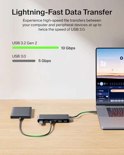 Belkin Connect 8-Port USB C Hub, Supports Display w/Resolutions up to 4K@60Hz - Works with Neo MacBook, Windows, Chromebook, & More - 100W PD w/ 10Gbps Data Transfer Speeds & 2.5Gbps Ethernet - Black - style: 8-in-1 USB-C Hub