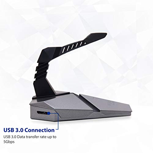 LOKI Gaming Mouse Bungee Stand - RGB LED Lights - 4 Port USB 3.0 Hub with Active Power - Micro SD Card Reader Slot - PC; Mac; Linux