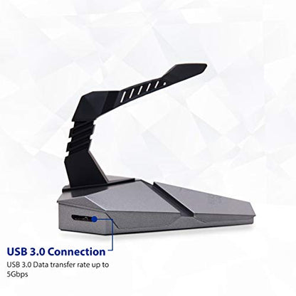 LOKI Gaming Mouse Bungee Stand - RGB LED Lights - 4 Port USB 3.0 Hub with Active Power - Micro SD Card Reader Slot - PC; Mac; Linux