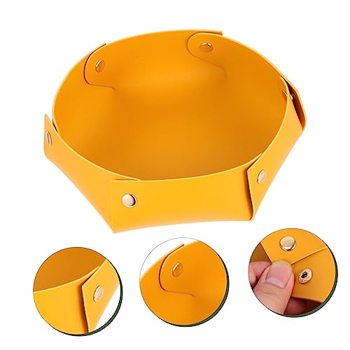 Dice Storage Box Pu Folding Dice Tray Desk Tray Bead Organizers and Storage - color: Yellow