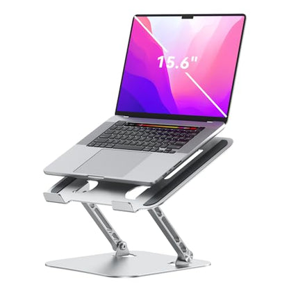 K&ZZ Laptop Stand for Desk, Adjustable Laptop Holder with Ventilated Cooling, Portable Desktop Book Stands Riser Compatible with 17.3 inch laptops - color: 03-Silver