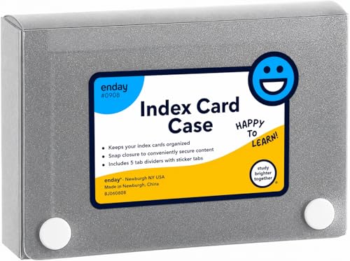Enday Index Card Holder 3x5, Grey Index Card Case with 5 Tab Dividers, Index Card Organizer, Flash Card Holder, Holds 100 Cards - color: GREY, size: 1