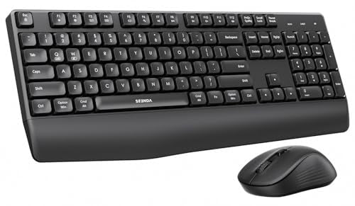 seenda COE200 Wireless Bluetooth Keyboard and Mouse Combo with Wrist Rest | USB/Bluetooth multi-device switching, quiet keys & clicks, full-size ergonomic set for PC, laptop, Mac, MacBook, Black - color: Black