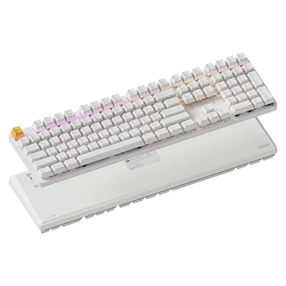 Keychron KJ5 Wireless Custom Mechanical Keyboard, 2.4 GHz Bluetooth QMK Full-Size Layout RGB, Hot-swappable Red Switch Compatible with Mac Windows Linux, for Gaming Office - White - style: White - Red Switch