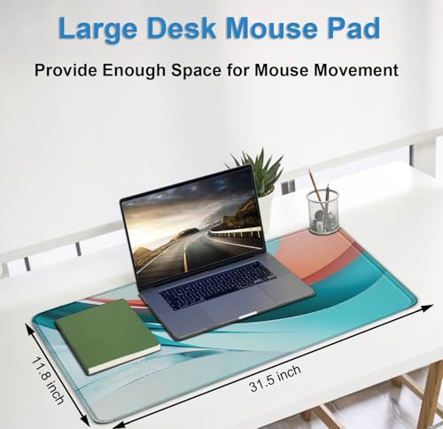 Extra Large Gaming Mouse Pad 31.5 x 11.8 in, Waterproof Mousepad with Stitched Edges, Premium Microfiber Cloth Surface, Non-Slip Base Keyboard Desk Mat for Home Office Gaming, Desktop Blue Red - color: Desktop Blue Red, size: 31.5L x 11.8W inches