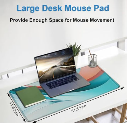 Extra Large Gaming Mouse Pad 31.5 x 11.8 in, Waterproof Mousepad with Stitched Edges, Premium Microfiber Cloth Surface, Non-Slip Base Keyboard Desk Mat for Home Office Gaming, Desktop Blue Red - color: Desktop Blue Red, size: 31.5L x 11.8W inches