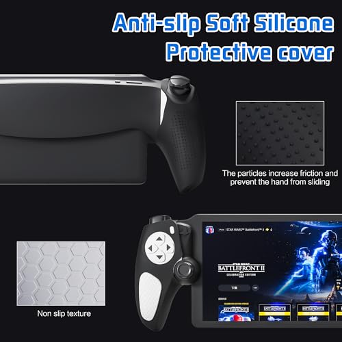FUNDIARY Anti-Slip Silicone Skin for Ps5 Controller, PS5 Controller Accessories, Soft Protective Cover Case for PlayStation 5 Control Grip, Shockproof Grip Case with 4 Thumb Caps(Black) - color: Black with Whte Handle Grip