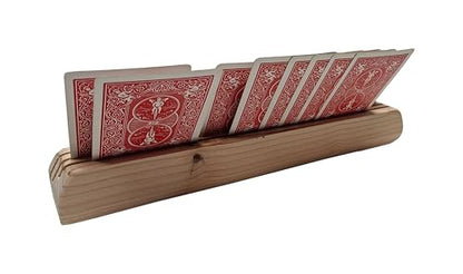 Wooden Playing Card Holders – Set of 2 – Handmade Pine 3-Slot Organizers for Seniors, Kids & Game Night – Durable, Veteran-Made in USA
