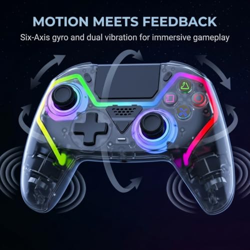 Fyvra Wireless Controller compatible with PS5, PS5 Slim, PS5 Pro, PC, iOS, Mac, Android and Steam with Hall Effect Joysticks and Triggers, 6-Axis Gyro, RGB Lighting, Programmable Back Buttons, Bluetooth 5.3