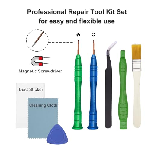 Joystick Replacement Kit Compatible with Nintendo Switch 2 Joycon Controller (2025), Drift Joystick Fixing Repair Tool Contains 2 Anti-Drift Analog Left and Right Thumbstick, Screwdriver Pry Tools Tweezers, Dust Sticker Cleaning Cloth and Brush, 4 Thumb S