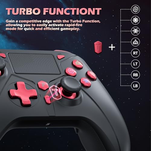 Gamrombo Wireless Controller for PS5/PS5 Pro/PS5 Slim with 2.4G Adapter, Compatible with PS4/Switch/Windows, Dual Vibration/Macro/Turbo Function, 3.5mm Audio Jack - color: Black