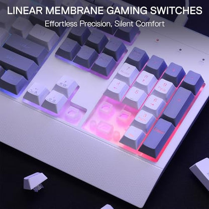 Redragon S151 Combo, K525 MembraneGaming Keyboard + M616 10000 DPI Mouse | 4 On-the-Fly Combos, No Software Needed, 6-Button Precision Control, Full-Size Layout, Shared Dongle, On-Board CPI Mice - color: S151 WT