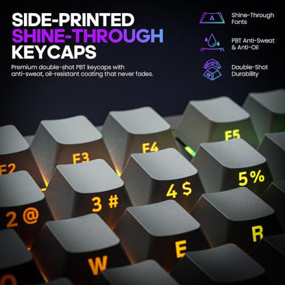 RASSE Mechanical Keyboard, Tri-Mode RGB Gaming Keyboard with Knob, Hot-Swappable Compact 75% Layout, Side-Printed PBT Keycaps, Bluetooth/2.4G/USB-C for PC Mac Laptop