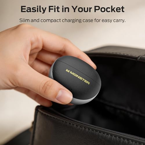 Monster Wireless Earbuds, Bluetooth 6.0 Headphones Deep Bass, Black