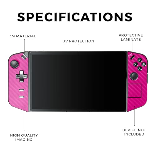 Carbon Fiber Gaming Skin Compatible with Lenovo Legion Go - Solid Hot Pink - Premium 3M Vinyl Protective Wrap Decal Cover - Easy to Apply | Crafted in The USA by MightySkins - color: Solid Hot Pink, style: Carbon Fiber Textured Finish
