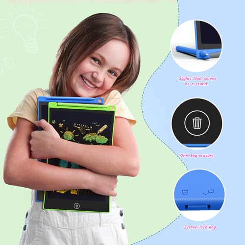 TECJOE 10 Inch 2 Pack LCD Writing Tablet, Colorful Doodle Board Drawing Tablet for Kids, Kids Travel Learning Toys Christmas Birthday Gifts for 3 4 5 6 7 8 Year Old Boys and Girls Toddlers - color: Blue Green
