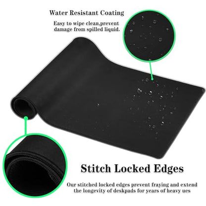 Large Desk Mat Green, Gaming Mouse Pads Office Desk Pad, Keyboard Desk Mat Non-Slip Rubber Base Waterproof with Stitched Edges, 35.4 X 15.7 inch for Work/Game/Office/Home Tropical Monstera - color: Tropical Green Monstera