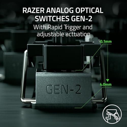 Razer Huntsman V3 Pro Esports Gaming Keyboard: Analog Optical Switches - Razer Snap Tap - Rapid Trigger - Adjustable Actuation - Media Keys & Dial - Doubleshot PBT Keycaps - Wrist Rest - Black - color: Black, size: Full Size, style: 1000 Hz Polling