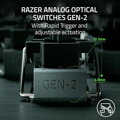 Razer Huntsman V3 Pro Esports Gaming Keyboard, Black | Analog Optical Switches, Snap Tap, Rapid Trigger, Adjustable Actuation, Media Keys & Dial, Doubleshot PBT Keycaps, Wrist Rest - color: Black, size: Full Size, style: 1000 Hz Polling
