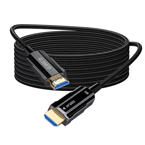 8K Long HDMI 2.1 Cable 20ft, Fiber Optic HDMI Cable Braided Cord, High Speed Active HDMI Cable, 48Gbps, 8K@60Hz 4K@120Hz, Dynamic HDR, eARC, HDCP 2.2&2.3, 3D, for HDTV Monitor Game Laptop Xbox PS4/PS5 - size: 20ft (Fiber-Unidirectional)