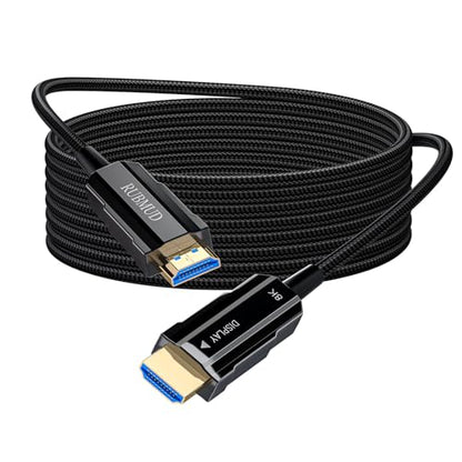 8K Long HDMI 2.1 Cable 20ft, Fiber Optic HDMI Cable Braided Cord, High Speed Active HDMI Cable, 48Gbps, 8K@60Hz 4K@120Hz, Dynamic HDR, eARC, HDCP 2.2&2.3, 3D, for HDTV Monitor Game Laptop Xbox PS4/PS5 - size: 20ft (Fiber-Unidirectional)