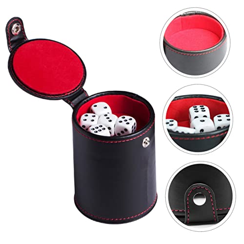 Toddmomy 1 Set Double Layer Leather Dice Cup with Dice Professional Container for Table Games Parties and Family Gatherings Convenient Storage for Easy Rolling