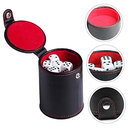 Toddmomy 1 Set Double Layer Leather Dice Cup with Dice Professional Container for Table Games Parties and Family Gatherings Convenient Storage for Easy Rolling