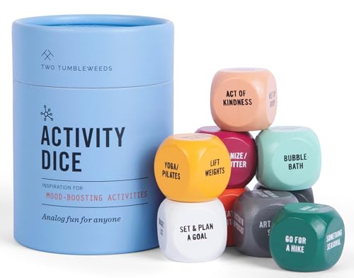 Two Tumbleweeds Mood-Boosting Activity Dice – Set of 9 Dice | 54 Screen-free Activities – Mindfulness & Wellness Gift for Adults, Teens, & Employees – Therapy Office Must Haves