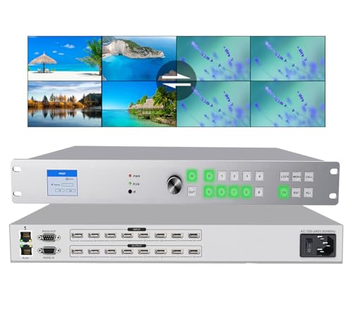 ICUIXIAN 4K 8x8 HDMI Matrix Switch 4K@30Hz Web GUI+LAN Port+Rs232 Control | Rackmount HDMI Matrix 8x8, HDCP, EDID, 3D, APP, Backlit Button,Screen display, 3.5mm Audio (8 Input 8 Output Matrix Splitter) - size: 8x8 Matrix 4k30Hz