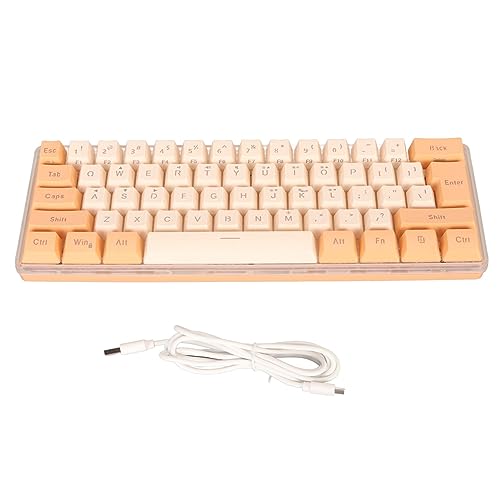 Mini Keyboard, 61 Keys Keyboard Wired Gaming Keyboard RGB Small Gaming Keyboard Gaming Keyboard 60 Percent Imitated Mechanical Compact for Typist (Orange Yellow)