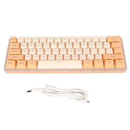 Naroote Mini Keyboard, Gaming Keyboard 60 Percent 61 Keys Keyboard Wired Gaming Keyboard RGB Small Gaming Keyboard Imitated Mechanical Compact for Typist (Orange Yellow)