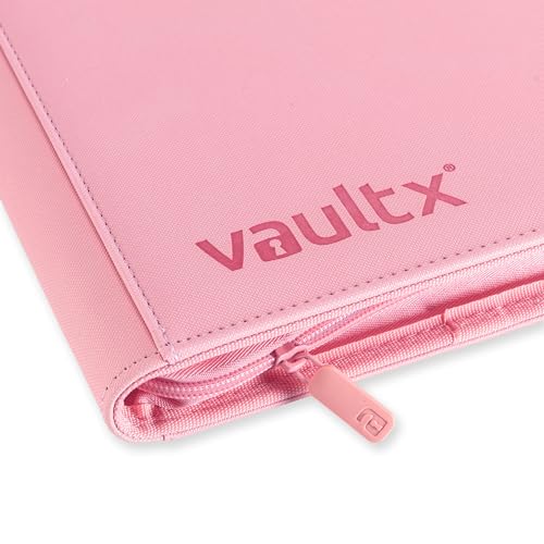 Vault X 12 Pocket Zip Trading Card Binder 480 Cards Exo-Tec (Pink) | Holds 480 standard-size TCG cards in 20 side-loading 12-pocket pages. Padded, water-resistant Exo-Tec cover. - color: Pink, size: 12 Pocket