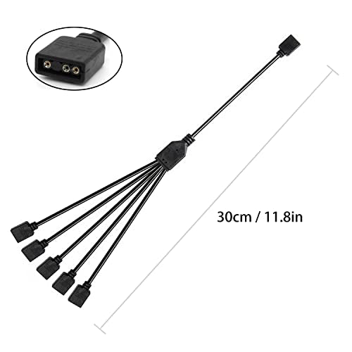 1-to-5 ARGB Splitter Cable, ARGB Cable, 5V 3 Pin Addressable RGB Extension Cable ARGB LED Sync Cable for Computer Chassis CPU Cooler and 5V ARGB Fan (1 Pack) - style: 1-to-5