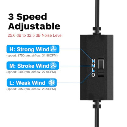 ELUTENG Dual Cooling Fan Whisper Quiet 80mm USB Fan 3 Adjustable High Speed | Computer Fans, USB Port Heatsink Fans Compatible for PS4, PS5, Router, Laptop, PC, Xbox Cooling Electronics - size: 80mm