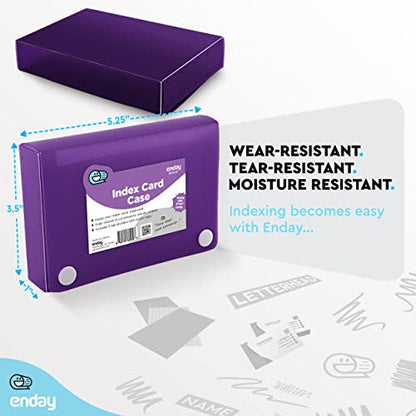 Enday Index Card Holder 3x5, Purple Index Card Case with 5 Tab Dividers, Index Card Organizer, Flash Card Holder, Holds 100 Cards. - color: PURPLE, size: 1
