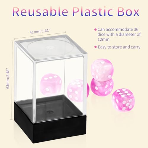 36 Pieces 12mm 6 Sided Mini Dice Set,Two Colours D6 Game Dice Set,6 Sided Standard Game Dice for Board Games Dice Games Classroom Teaching Dices Game,with Portable Gaming Box(Pink & White) - color: D6-pink & White