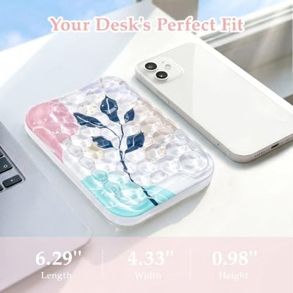 Ospelelf Desk Elbow Rest Pads, Gel Arm Rest Pad Support for Keyboard | Ergonomic Support for Computer Typing & Mouse, Office Home Use, Heat Resistant, Pink Plant - style: Pink Plant