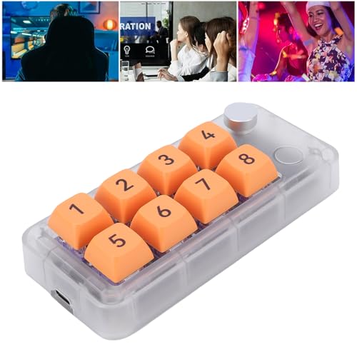 Zopsc Wired USB C Numeric Keypad, One Handed Macro Keyboard with 8 Programmable Keys, Hot Swap, Knob Control, for Gaming Design Work - color: Transparent